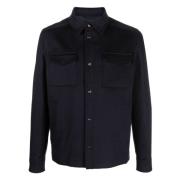 Wol Kasjmier Overshirt Herno , Blue , Heren