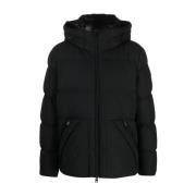 Zwarte Jassen met Elastische Capuchon en Ritssluiting Woolrich , Black...