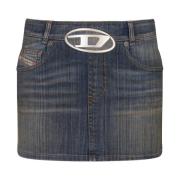 Blauwe Denim Mini Rok Oval D Diesel , Blue , Dames