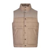 Bruine Gewatteerde Gilet met Grijze Inzetstukken Kiton , Brown , Heren