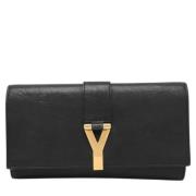 Pre-owned Leather clutches Yves Saint Laurent Vintage , Black , Dames