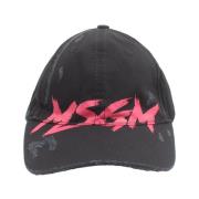 Zwarte Baseballpet met Geborsteld Logo Msgm , Black , Heren