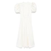 Witte Flowy Midi Jurk Puffy Mouwen Rotate Birger Christensen , White ,...