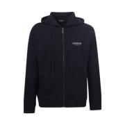 Zwarte hoodie met rits en logo Dondup , Black , Heren