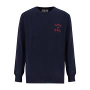 Geborduurde Crew-Neck Pullover MC2 Saint Barth , Blue , Heren