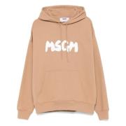 Beige trui met capuchon en logo Msgm , Beige , Heren