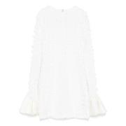 Mesh Mini Jurk met Satijnen Ruches Rotate Birger Christensen , White ,...