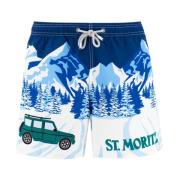 Gestreepte zwemboxershorts MC2 Saint Barth , Blue , Heren