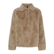 Fake Fur Jas Beige Trendy Stijl Notyz , Beige , Dames