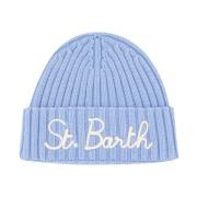 Gebreide Beanie met Iconisch Logo MC2 Saint Barth , Blue , Dames