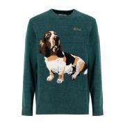 Geborduurde Crew-Neck Pullover MC2 Saint Barth , Green , Heren