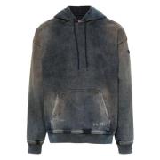 Denim Hoodie Trui Diesel , Blue , Heren