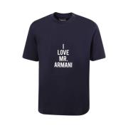 Blauw Crew-neck T-shirt met Print Emporio Armani , Blue , Heren