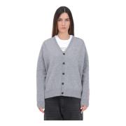 Grijze Wollen V-Hals Vest Diesel , Gray , Dames