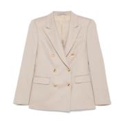 Beige Blazer met Peak Revers Tagliatore , Beige , Dames