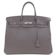 Pre-owned Leather handbags Hermès Vintage , Gray , Dames