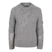 Grijze Wollen Trui Ronde Hals Ermanno Scervino , Gray , Dames