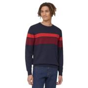 Blauwe Crew-Neck Sweater met 3D-banden Harmont & Blaine , Blue , Heren