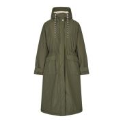 Lange Jas Parka Donkergroen Stijlvol Lollys Laundry , Green , Dames