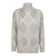 Grijze Sweater met Rhomboid Motif Brunello Cucinelli , Gray , Dames