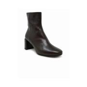 Bruine Leren Enkellaarzen Fw24 Halmanera , Brown , Dames