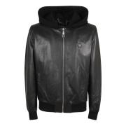 Zwarte leren jas voor mannen Philipp Plein , Black , Heren