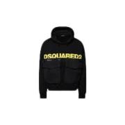 Casual Hoodie Sweatshirt voor mannen Dsquared2 , Black , Heren