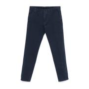 Marineblauwe Katoenen Straight-leg Broek Incotex , Blue , Heren