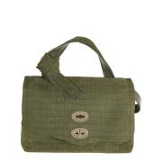 Groene Schoudertas met Krokodilleneffect Zanellato , Green , Dames