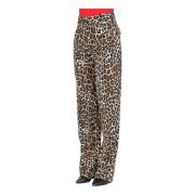 Wijde broek met dierenprint Elisabetta Franchi , Brown , Dames