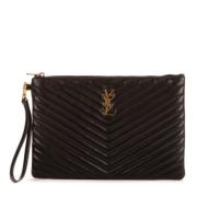 Pre-owned Leather clutches Yves Saint Laurent Vintage , Brown , Dames