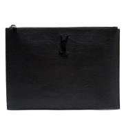 Pre-owned Leather clutches Yves Saint Laurent Vintage , Black , Dames