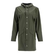 Waterdichte Lange Jas met Capuchon Rains , Green , Dames