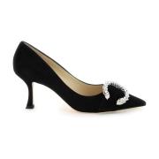 Suède Pumps met Kristallen Gesp Jimmy Choo , Black , Dames