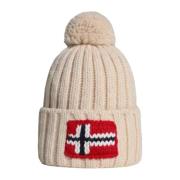 Beige wollen baret met pompon Napapijri , Beige , Unisex