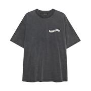 Oversized Zwart Katoen Tee Love Anine Bing , Black , Dames