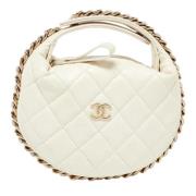 Pre-owned Leather handbags Chanel Vintage , White , Dames