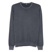 Wol Crew-Neck Gebreide Kleding Barba , Gray , Heren