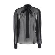 Zwarte Zijden Pussybow Blouse Dolce & Gabbana , Black , Dames