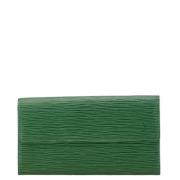 Pre-owned Leather wallets Louis Vuitton Vintage , Green , Dames