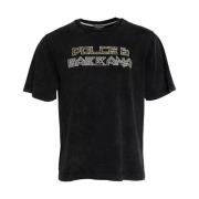 Zwart Katoen Logo Print T-Shirt Mannen Dolce & Gabbana , Black , Heren