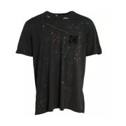 Grijs Katoenen T-shirt met Kleurspetters Dolce & Gabbana , Gray , Here...