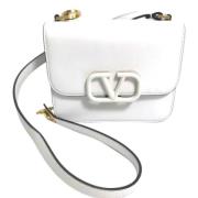 Pre-owned Leather shoulder-bags Valentino Vintage , White , Dames