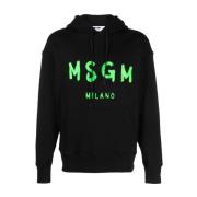 Zwart Sweatshirt met Logo en Capuchon Msgm , Black , Heren