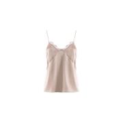 Mouwloze Top met Kantdetail Nenette , Pink , Dames