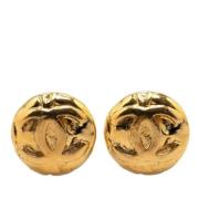 Pre-owned Metal earrings Chanel Vintage , Yellow , Dames