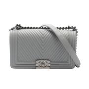 Pre-owned Leather chanel-bags Chanel Vintage , Gray , Dames