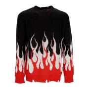 Jacquard Flames Jumper Sweater Zwart/Rood/Wit Vision OF Super , Multic...