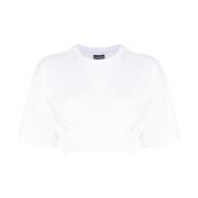 Wit Gedrapeerd Detail Crew Neck T-shirt Jacquemus , White , Dames