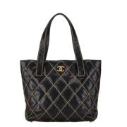 Pre-owned Leather totes Chanel Vintage , Black , Dames